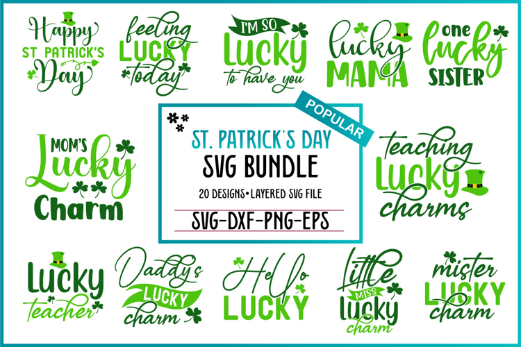 St. Patricks Day SVG Bundle, 20 designs