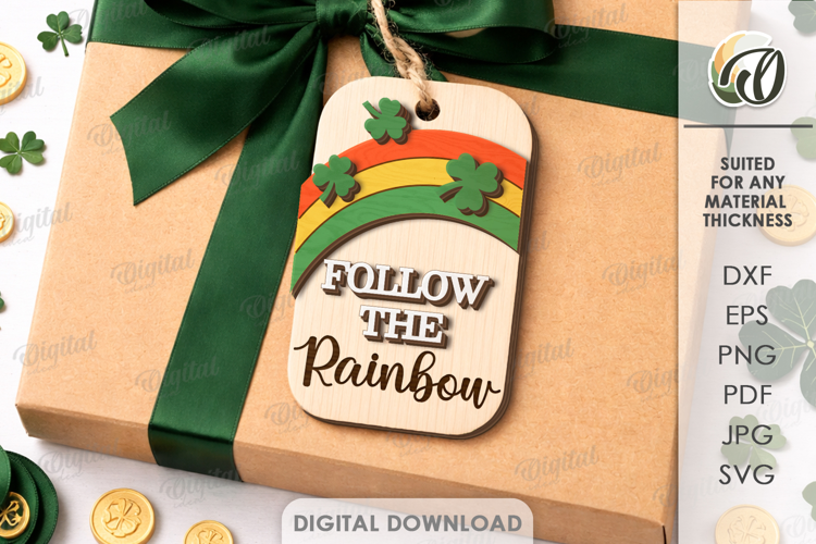 St. Patrick’s Day Gift Tag Laser Cut. Gift Label SVG