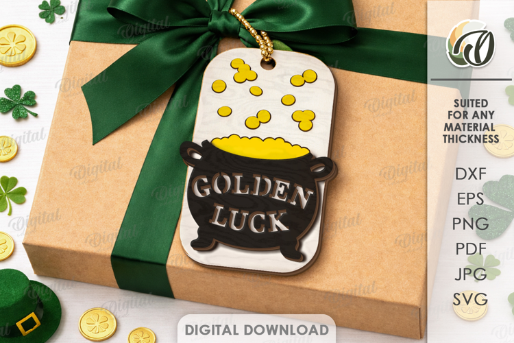 St. Patrick’s Day Gift Tag Laser Cut. Gift Label SVG