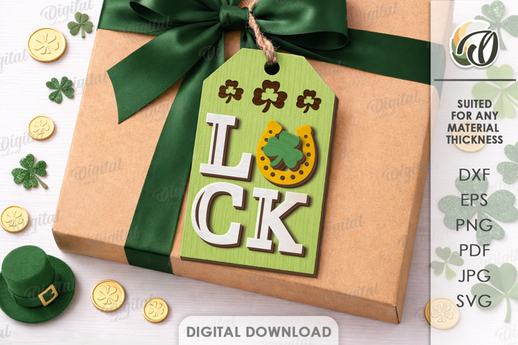 St. Patrick’s Day Gift Tag Laser Cut. Gift Label SVG