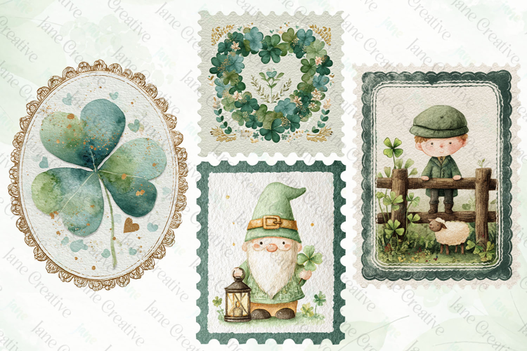 St. Patrick’s Day Vintage Postage Stamp Clipart