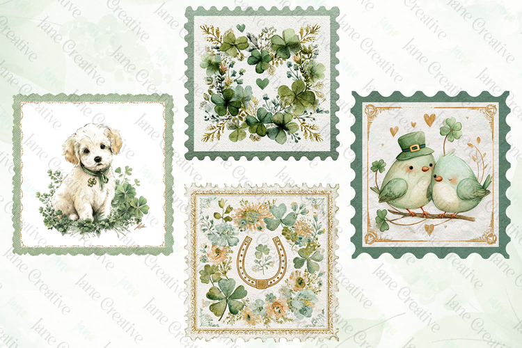 St. Patrick’s Day Vintage Postage Stamp Clipart
