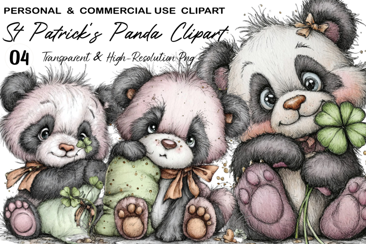 St Patricks Panda Clipart