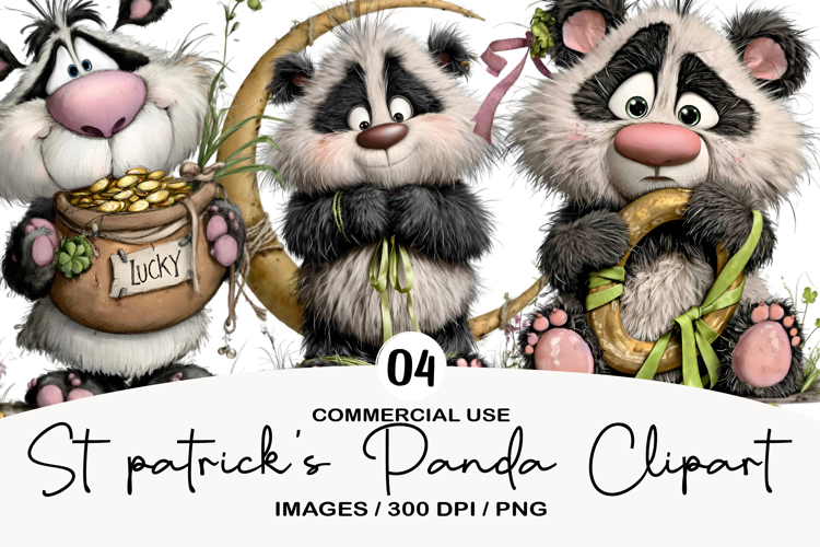 st patricks Panda Clipart