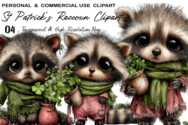 St Patricks Raccoon Clipart