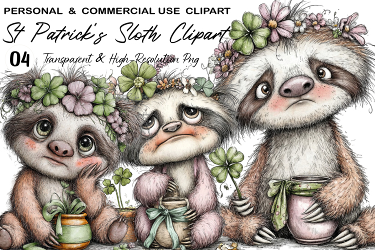 St Patricks sloth Clipart