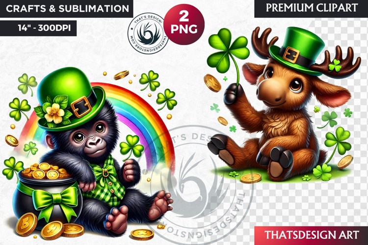 St Patrick wild animal Clipart, saint patricks sublimation