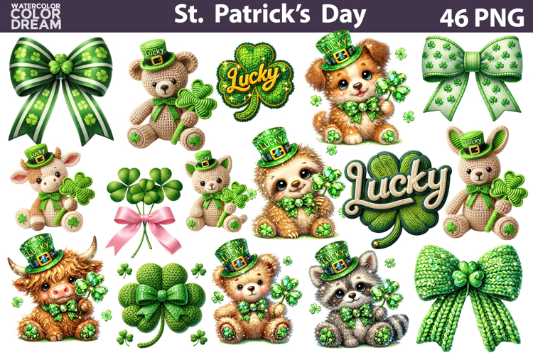 St. Patricks Day Bundle | Animals Clover Sublimation