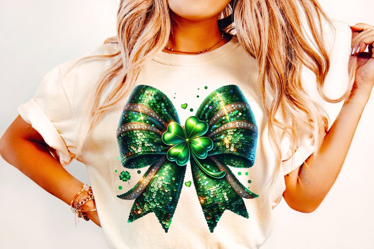 St Patricks Day Coquette Bow PNG, St Patricks Day Shamrock