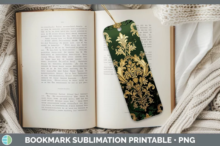 St Patricks Damask Bookmark Sublimation Printable Designs