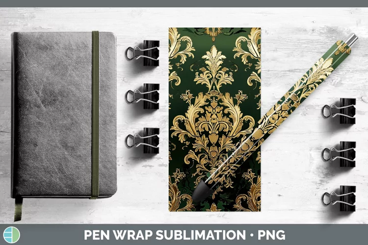 St Patricks Damask Pen Wrap Sublimation Pen Designs