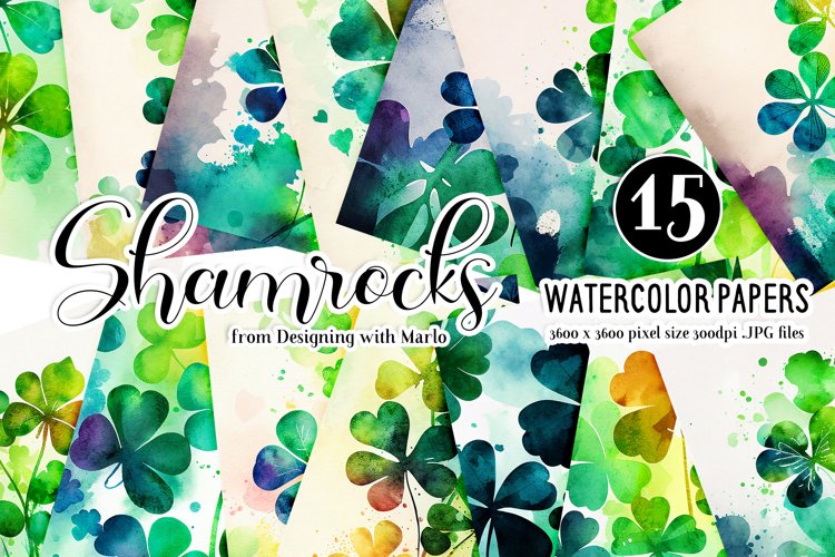 Watercolor Shamrock Clipart Image 2