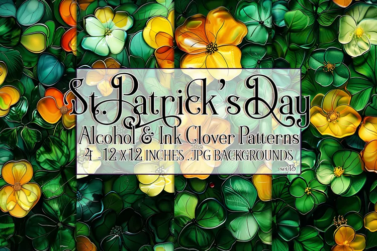 Alcohol Ink Clover Patterns, St Patricks Day Patterns, s13