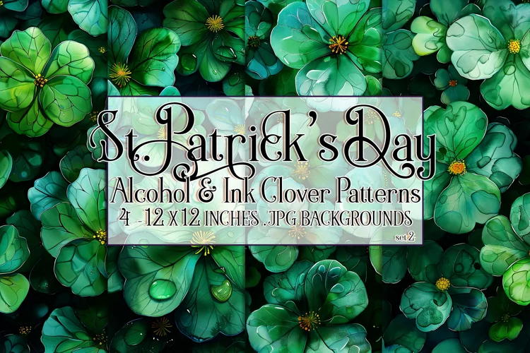 Alcohol Ink Clover Patterns, St Patricks Day Patterns, s2
