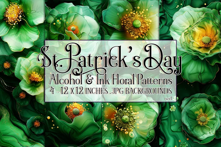 Alcohol Ink Floral Patterns, St Patricks Day Patterns, s1