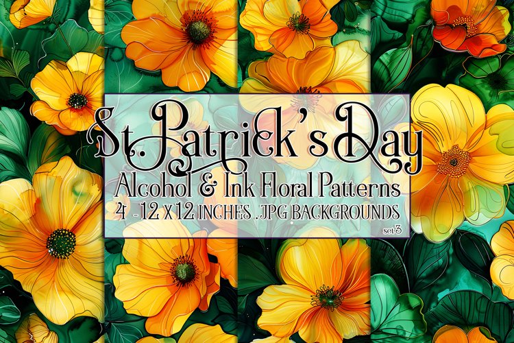 Alcohol Ink Floral Patterns, St Patricks Day Patterns, s3 example image 1