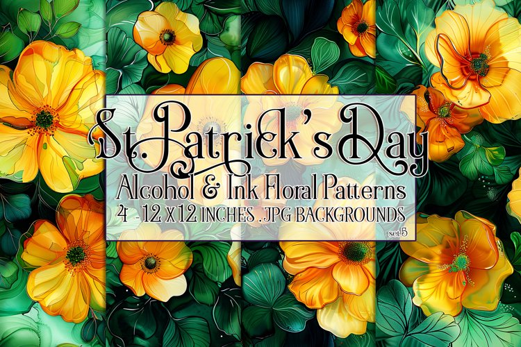 Alcohol Ink Floral Patterns, St Patricks Day Patterns, s5 example image 1