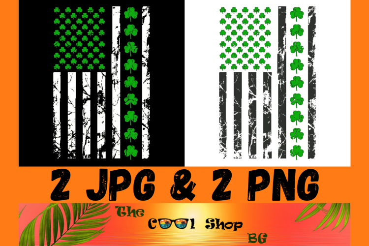 St Patricks Day American Flag PNG, Distressed Shamrock USA