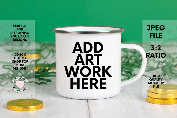 St Patricks Day Mug Mock Up | Camping Mug Mock Up With Coins