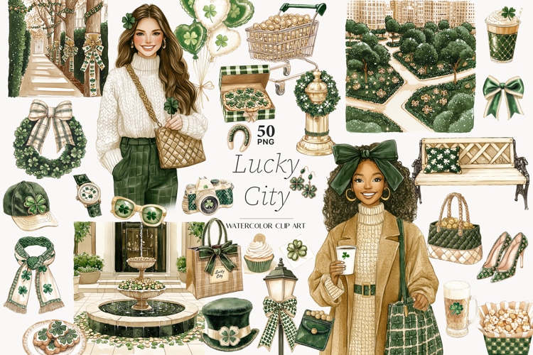 St Patricks Day Clipart | Irish Shamrock Spring Lucky Woman
