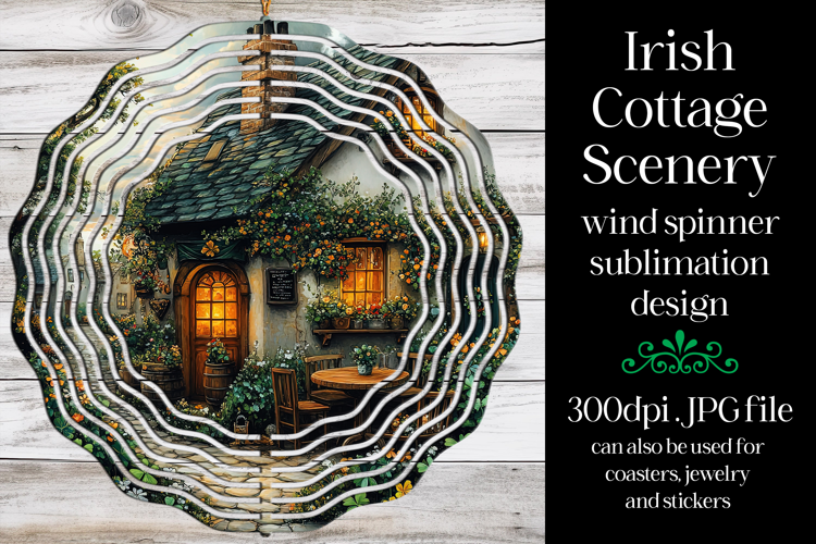 Irish Cottage Scenery Spinner, Sublimation Wind Spinner w10