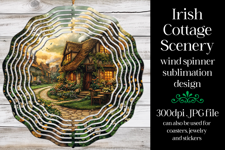 Irish Cottage Scenery Spinner, Sublimation Wind Spinner w2