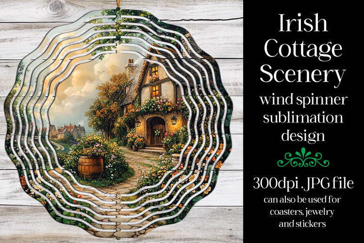 Irish Cottage Scenery Spinner, Sublimation Wind Spinner w3