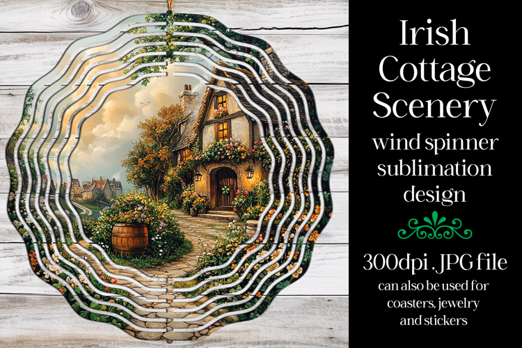 Irish Cottage Scenery Spinner, Sublimation Wind Spinner w3