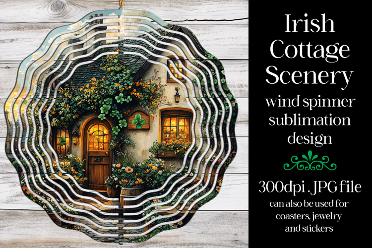 Irish Cottage Scenery Spinner, Sublimation Wind Spinner w4