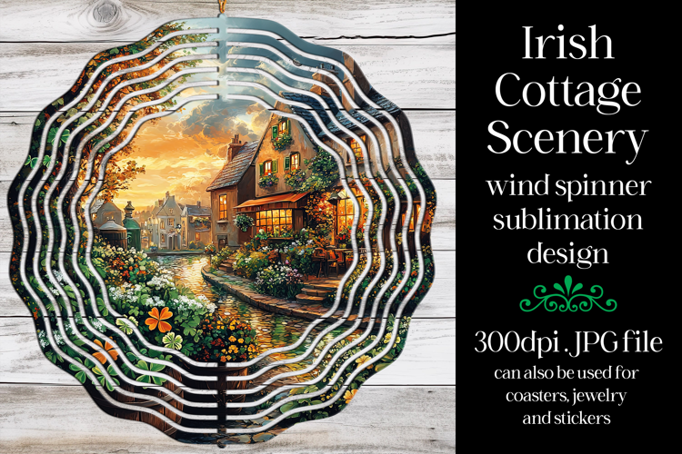 Irish Cottage Scenery Spinner, Sublimation Wind Spinner w5