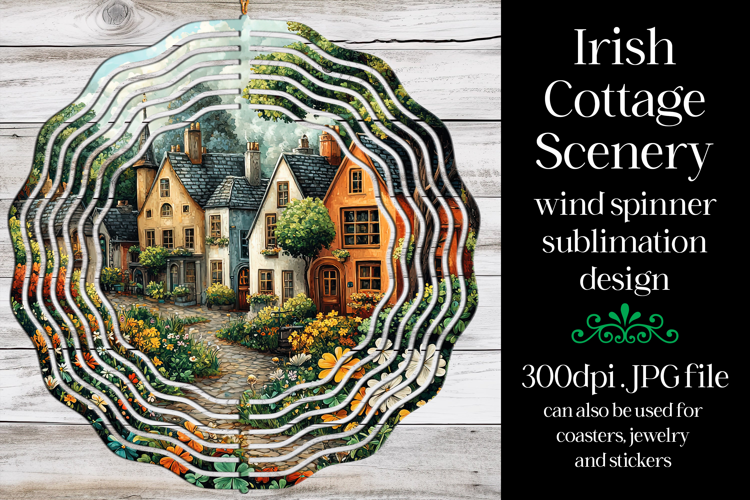 Irish Cottage Scenery Spinner, Sublimation Wind Spinner w6