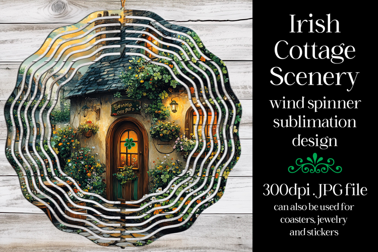 Irish Cottage Scenery Spinner, Sublimation Wind Spinner w7