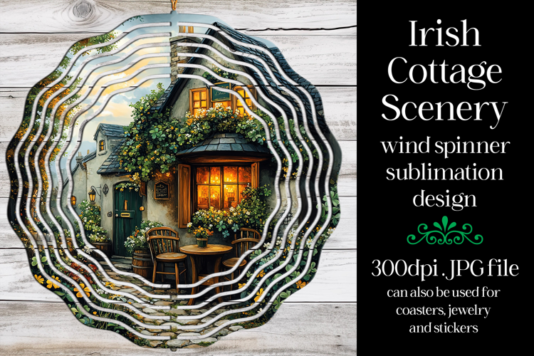 Irish Cottage Scenery Spinner, Sublimation Wind Spinner w8