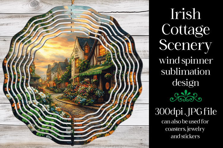 Irish Cottage Scenery Spinner, Sublimation Wind Spinner w9