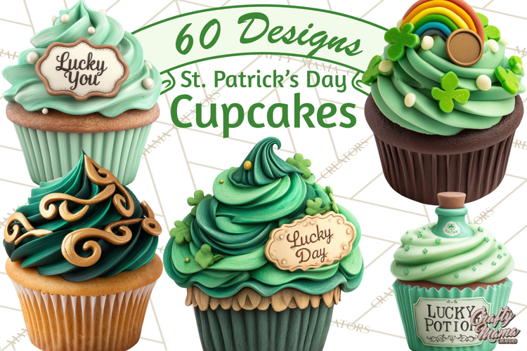 Realistic St. Patrick’s Day Cupcake Clipart PNG