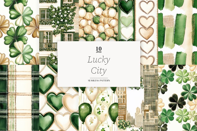 St Patricks Day Digital Paper | Shamrock Clover Backgrounds