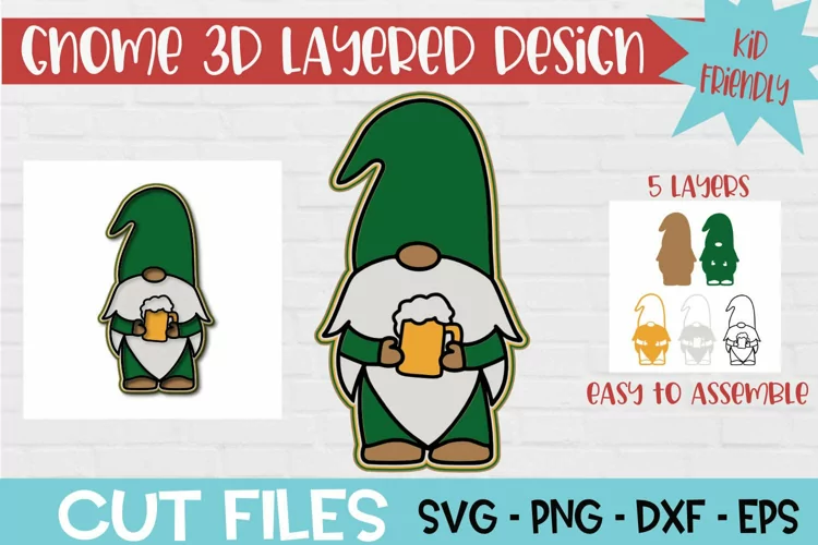 St Patricks Day Gnome With Beer | 3d Layered Paper Craf