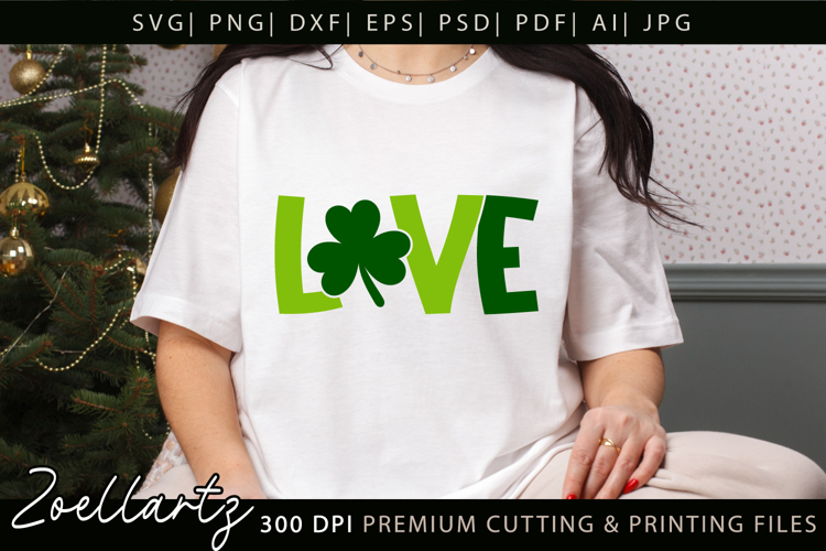 St Patricks Day SVG Love Lucky Shamrock T-shirt Mug Design
