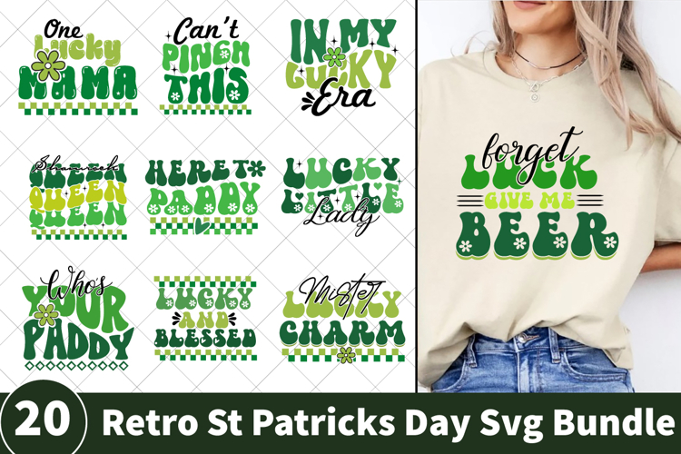 Retro st patricks day svg design bundle, 20 designs