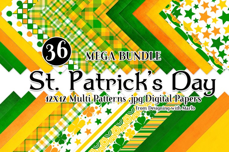 St. Patrick's Day Patterns Mega Digital Paper Pack Bundle 2 example image 1