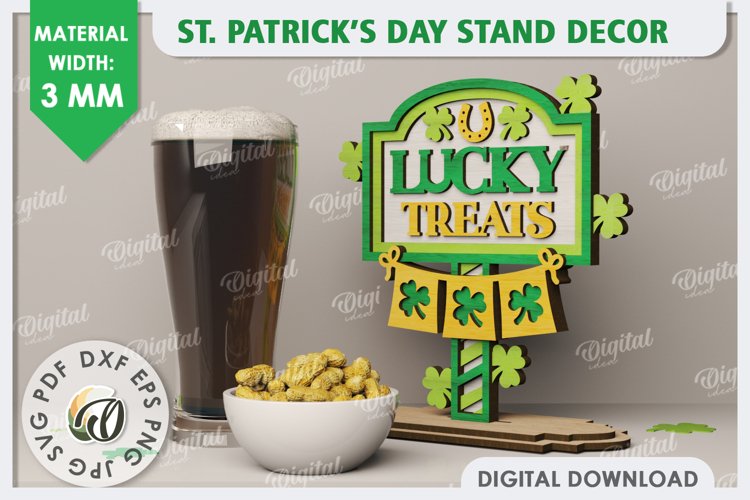 St Patricks Day Stand Decor Laser Cut. Lucky Charm SVG
