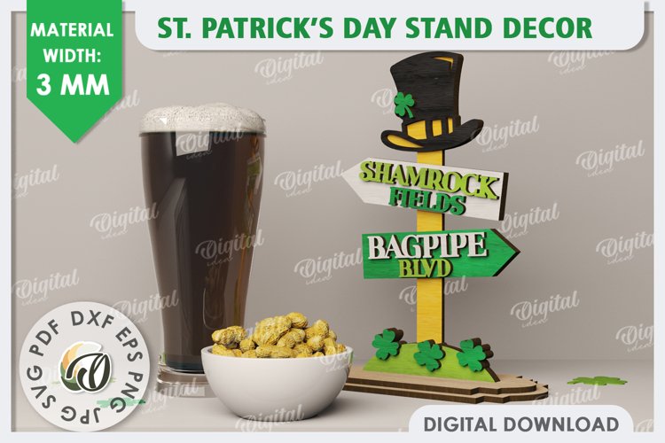 St Patricks Day Stand Decor Laser Cut. Lucky Charm SVG