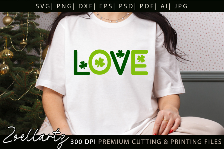 St Patricks Day SVG Love Lucky Shamrock T-shirt Mug Design