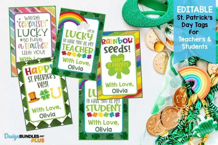 Editable St. Patrick's Day Gift Tags, Classroom Gift Tags