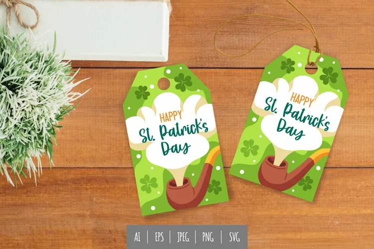 Smoking Pipe Happy St. Patrick's Day Gift Tag