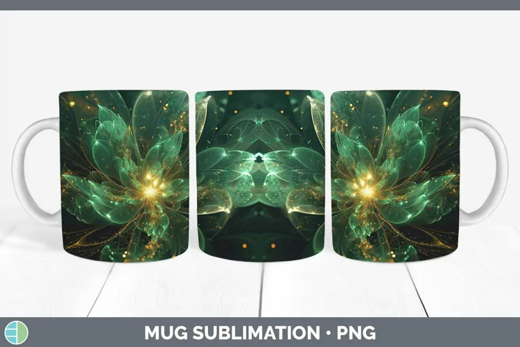 St Patricks Glow Flowers Mug Wrap Sublimation Coffee Cup Des
