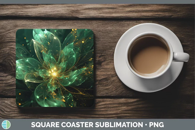 St Patricks Glow Flowers Square Coaster Sublimation Coaster