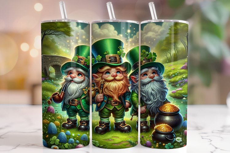 St Patricks Day Gnomes Tumbler Wrap, Gnomes Tumbler, Lucky