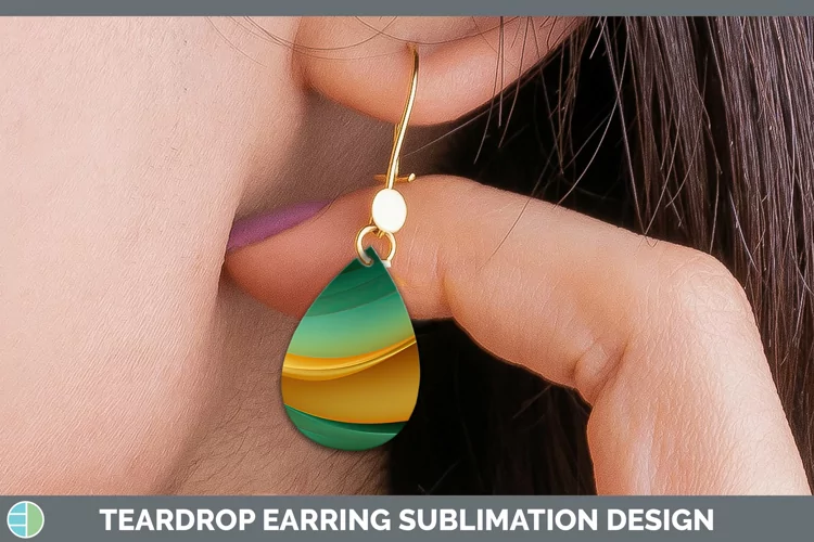 St Patricks Gradient Ombre Teardrop Earrings Sublimation Ear