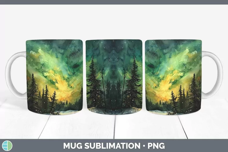 St Patricks Northern Lights Mug Wrap Sublimation Coffee Cup